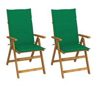 Vidaxl Chaises Inclinables De Jardin Lot De 2 Et Coussins Bois Acacia