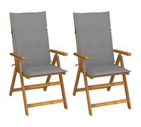 Vidaxl Chaises Inclinables De Jardin Lot De 2 Et Coussins Bois Acacia