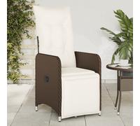 Vidaxl Chaises Inclinables De Jardin Lot De 2 Et Coussins Marron Rotin