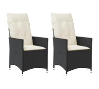 vidaXL Chaises inclinables de Jardin Lot de 2 et Coussins Noir rotin, Fauteuil de Jardin inclinable, Fauteuil inclinable de Jardin, Chaise inclinable d'extérieur