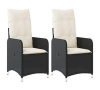 Vidaxl Chaises Inclinables De Jardin Lot De 2 Et Coussins Noir Rotin