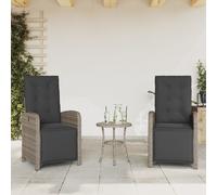 Lot de 2 Chaises Inclinables de Jardin et Repose-pied, Sièges avec Dossier et Coussins, Meubles de Terrasse, Moderne, Résine Tressée