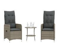 vidaXL Chaises d'extérieur 2 pcs. avec table Gris Poly Rattan