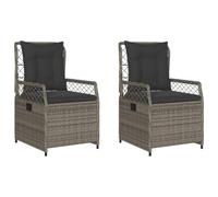 Vidaxl Chaises Inclinables De Jardin Lot De 2 Gris Résine Tressée