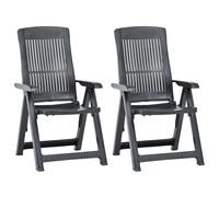 vidaXL Chaises inclinables de jardin 2 pcs Plastique Anthracite
