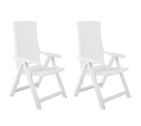 vidaXL Chaises inclinables de jardin – Lot de 2 – Plastique blanc