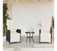 Vidaxl Chaises Inclinables De Jardin Lot De 2 Repose-Pied Noir Rotin