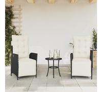 Vidaxl Chaises Inclinables De Jardin Lot De 2 Repose-Pied Noir Rotin