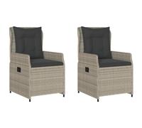 vidaXL Chaises inclinables de Jardin lot de2 Gris Clair résine tressée, Fauteuil de Jardin inclinable, Fauteuil inclinable de Jardin, Chaise inclinable d'extérieur
