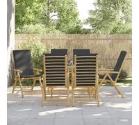Vidaxl Chaises Inclinables De Jardin Pliantes Lot De 6 Coussins Bambou