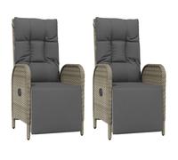 Vidaxl Chaises Inclinables D'extérieur Et Coussins2pcs Poly Rotin Gris