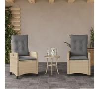 Vidaxl Chaises Inclinables Jardin Lot De 2 Et Coussins Résine Tressée