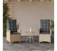Lot de 2 Chaises Inclinables de Jardin et Coussins Sièges Terrasse Beige vidaXL