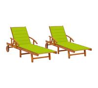 Vidaxl Chaises Longues 2 Pcs Avec Coussins Bois D'acacia Solide