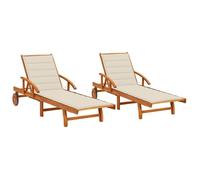 vidaXL Chaises longues 2 pcs avec coussins Bois d'acacia solide