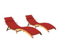 Vidaxl Chaises Longues 2 Pcs Avec Coussins Bois D'acacia Solide