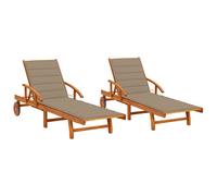 Vidaxl Chaises Longues 2 Pcs Avec Coussins Bois D'acacia Solide