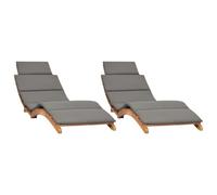 Vidaxl Chaises Longues 2 Pcs Avec Coussins Bois Massif De Teck