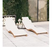 vidaXL Chaises longues 2 pcs avec coussins Bois massif de teck 3143633
