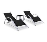 Vidaxl Chaises Longues 2 Pcs Avec Table Aluminium Noir