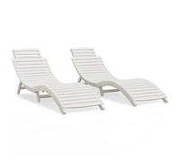 Vidaxl Chaises Longues 2 Pcs Blanc 184x55x64 Cm Bois Massif D'acacia