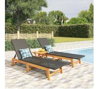 vidaXL Chaises longues 2 pcs noir/marron résine tressée/bois d'acacia 319728