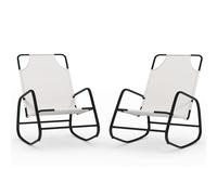 Vidaxl Chaises Longues À Bascule 2 Pcs Crème Acier Et Textilène