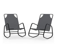 Vidaxl Chaises Longues À Bascule 2 Pcs Gris Acier Et Textilène Gris
