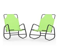 Vidaxl Chaises Longues À Bascule 2 Pcs Vert Acier Et Textilène Vert