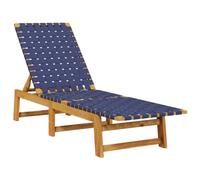 Vidaxl Chaises Longues Bleu Foncé Bois D'acacia Solide Et Tissu