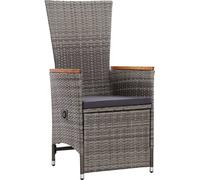 vidaXL Chaises longues de jardin 2 pcs. avec coussins Poly Rattan Gris