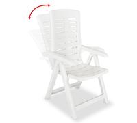 1270extra Lot De 4 Chaises De Jardin Inclinables - Fauteuil De Jardin Plastique Blanc / Haut De Gamme Blanc