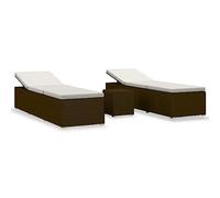 Vidaxl Chaise Longue De Jardin Table À Thé 3pcs Résine Tressée Marron Marron