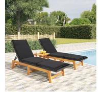 vidaXL Chaises longues et coussins 2 pcs Résine tressée/bois d'acacia 319725