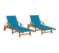 vidaXL Chaises longues lot de 2 avec coussins Bois d'acacia solide3077334 Bleu G