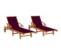 vidaXL Chaises longues lot de 2 avec coussins Bois d'acacia solide3077339 G
