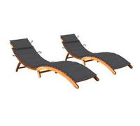 vidaXL Chaises longues lot de 2 avec coussins Bois d'acacia solide3077361 G