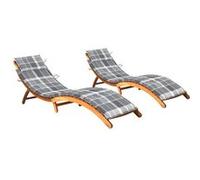 vidaXL Chaises longues lot de 2 avec coussins Bois d'acacia solide3077375 G