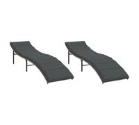 vidaXL Chaises Longues Lot de 2 avec Coussins Gris résine tressée, lit de Bronzage, Chaise Longue inclinable, lit de Jour d'extérieur