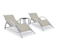 Vidaxl Chaises Longues 2 Pcs Avec Table Aluminium Crème