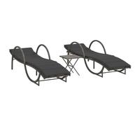 Vidaxl Chaises Longues Lot De 2 Avec Table Gris Résine Tressée