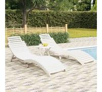 Vidaxl Chaises Longues 2 Pcs Blanc 184x55x64 Cm Bois Massif D'acacia