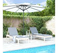 vidaXL Chaises Longues 2 pcs, Sièges avec Dossier Réglable, Bain de Soleil, Transats de Jardin Terrasse Balcon, Scandinave, Blanc Bois Massif de Pin