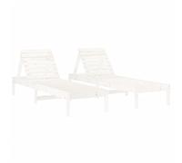 vidaXL Lot de 2 chaises longues 825068 – Transat bois massif de pin Blanc