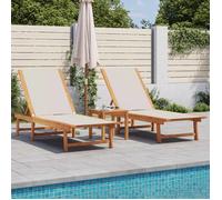 vidaXL Bains de soleil lot de 2 Gris – Acacia massif et Textilène