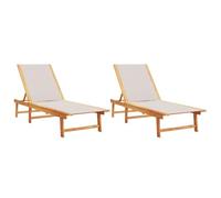 vidaXL Bains de soleil lot de 2 Gris – Acacia massif et Textilène
