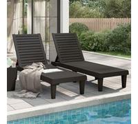 Vidaxl Chaises Longues 2 Pcs Noir 155x58x83 Cm Polypropylène