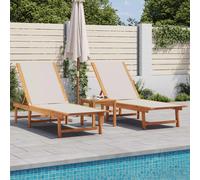Vidaxl Chaises Longues Lot De 2 Table Gris Bois D'acacia Et Textilène