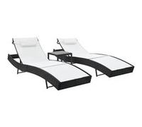 vidaXL Chaises longues lot de avec table Résine tressée textilène Noir44894 Noir G