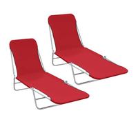 vidaXL Chaises longues pliables 2 pcs Acier et tissu Rouge